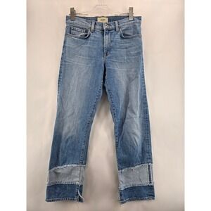 Baldwin Stella Harvey Straight Leg Jeans Blue Selvedge Frayed Step‎ Hem 28 USA